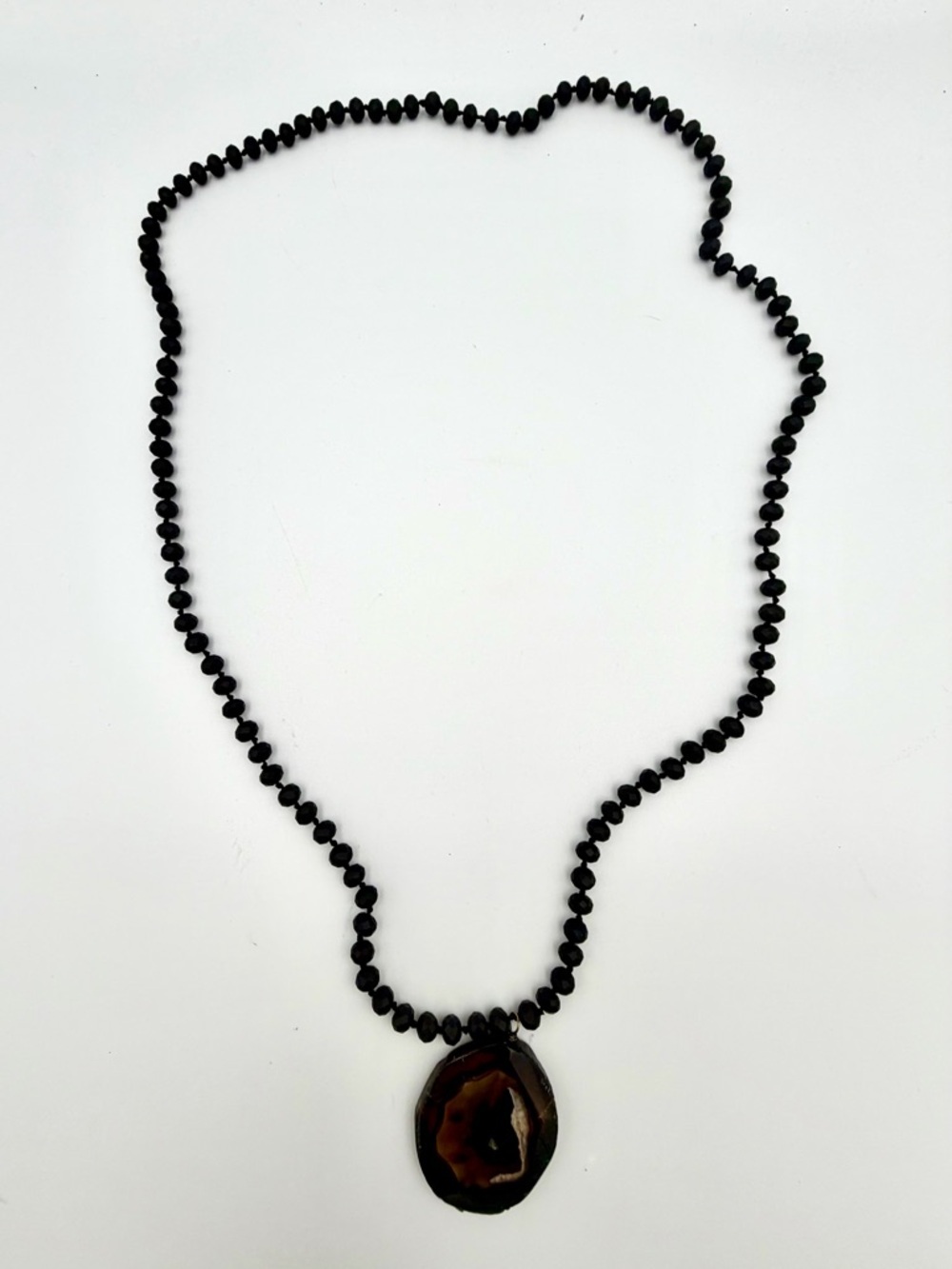 Black and Brown Beaded Agate Charmed Necklace